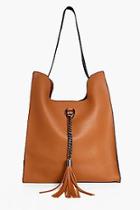 Boohoo Sadie Colourblock Metal & Tassel Shopper Bag