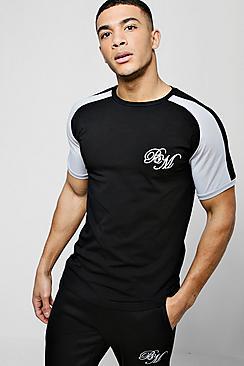 Boohoo Raglan Longline Bm Curved Hem Tee
