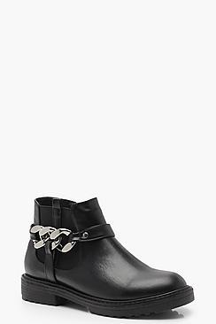 Boohoo Chunky Chain Detail Chelsea Boots