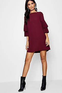 Boohoo Vivv Volume Sleeve Woven Shift Dress