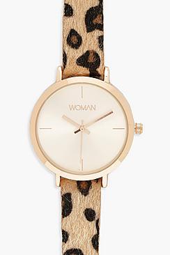 Boohoo Leopard Strap Rose Gold Watch