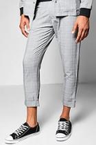 Boohoo Grey Check Skinny Fit Cropped Trousers