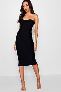 Boohoo Bandeau Bandage Midi Bodycon Dress
