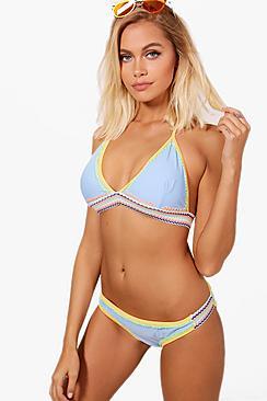 Boohoo Corfu Boutique Crochet Stitch Triangle Bikini