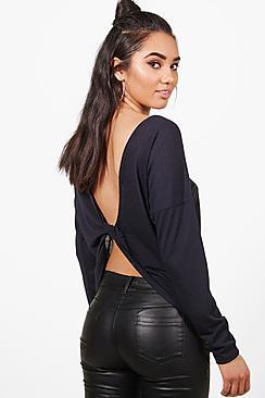 Boohoo Petite Amelia Knitted Knot Back Top