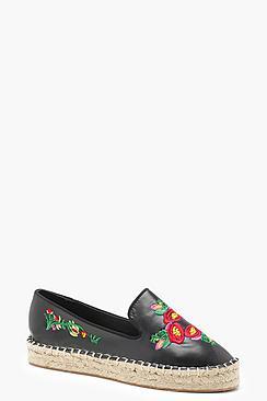 Boohoo Eleanor Floral Embroidered Espadrilles