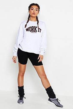 Boohoo Fit Work It Slogan Sweatshirt