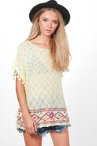 Boohoo Annabelle Aztec Trim Poncho Yellow