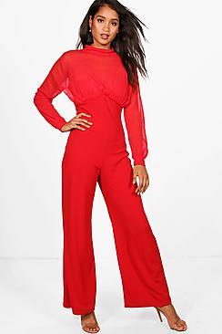 Boohoo High Neck Wide Leg Jumpsuit