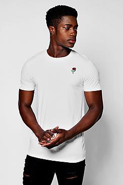 Boohoo Embroidered Rose Emblem T-shirt