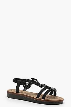 Boohoo Ruby Embellished Footbed Sandals