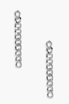 Boohoo Gracie Curb Chain Stud Drop Earrings Silver