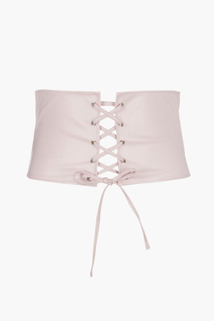 Boohoo Plus Kayla Lace Up Corset Belt Nude