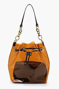 Boohoo Faux Snake Inner Clear Duffle