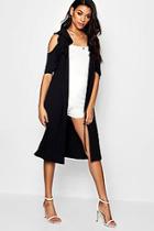 Boohoo Cold Shoulder Frill Duster Jacket