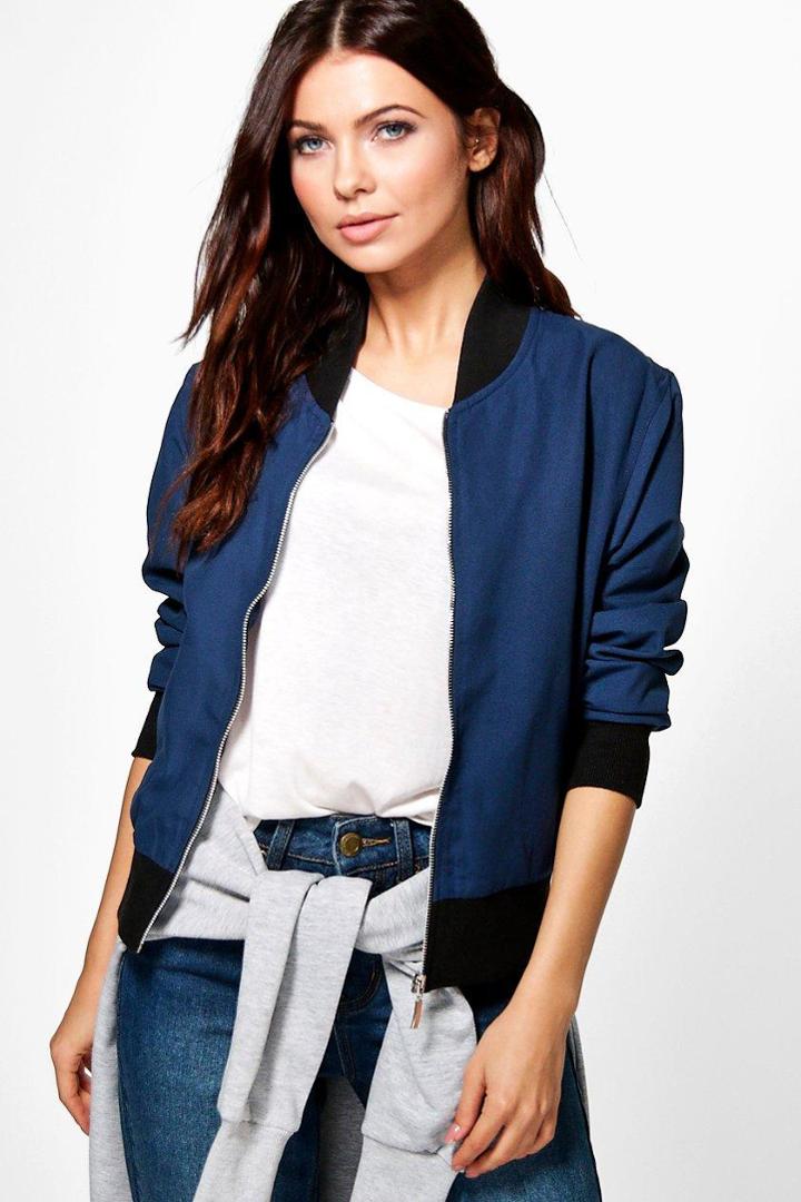 Boohoo Alexandra Bomber Jacket Navy