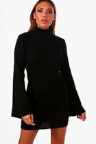 Boohoo Katie Wide Sleeve Roll Neck Jumper Dress