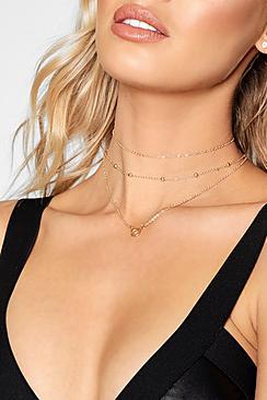 Boohoo Julia Layered Chain Circle Choker Necklace