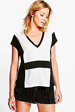 Boohoo Emma Woven Contrast Open Back Top