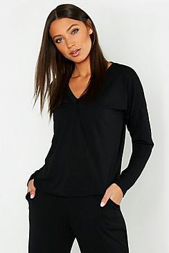 Boohoo Tall V Neck Soft Rib Jumper
