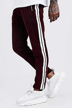 Boohoo Velour Taped Man Skinny Fit Jogger