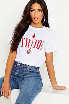 Boohoo Tribe Slogan Tee