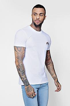 Boohoo Crew Neck Tee With Rainbow Embroidery