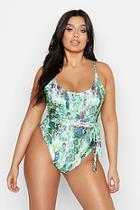 Boohoo Plus Neon Snake Belted Swimsuit