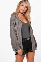 Boohoo Ivy Hooded Utility Jacket Grey