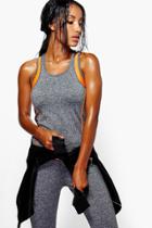 Boohoo Ellie Neon Trim Performance Running Tank Top Grey