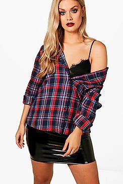 Boohoo Plus Taylor Checked Oversized Shirt