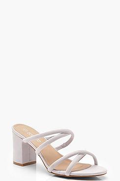 Boohoo Multi Strap Block Heel Mules