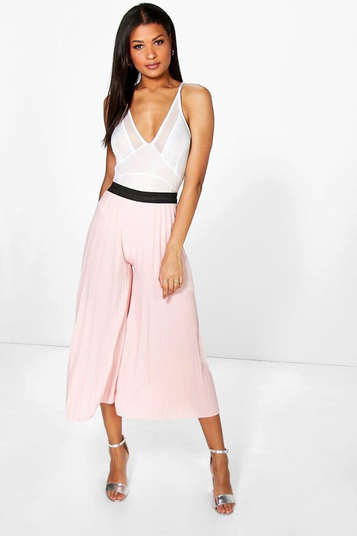 Boohoo Annia Pleated Pallazzo Trousers Blush