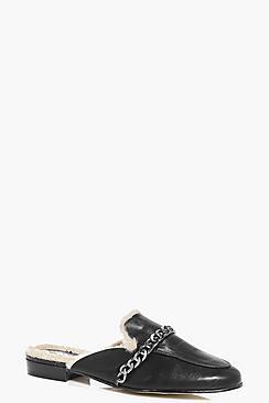 Boohoo Annabelle Faux Fur Lined Mule Loafer
