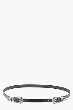 Boohoo Plus Cesca Western Double Buckle Belt