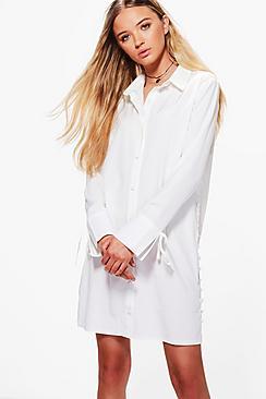 Boohoo Paige Button Side Shirt Dress