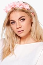 Boohoo Edie Bridal Mesh & Floral Headband Blush