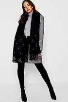 Boohoo Pearl Embellished Woven Scarf