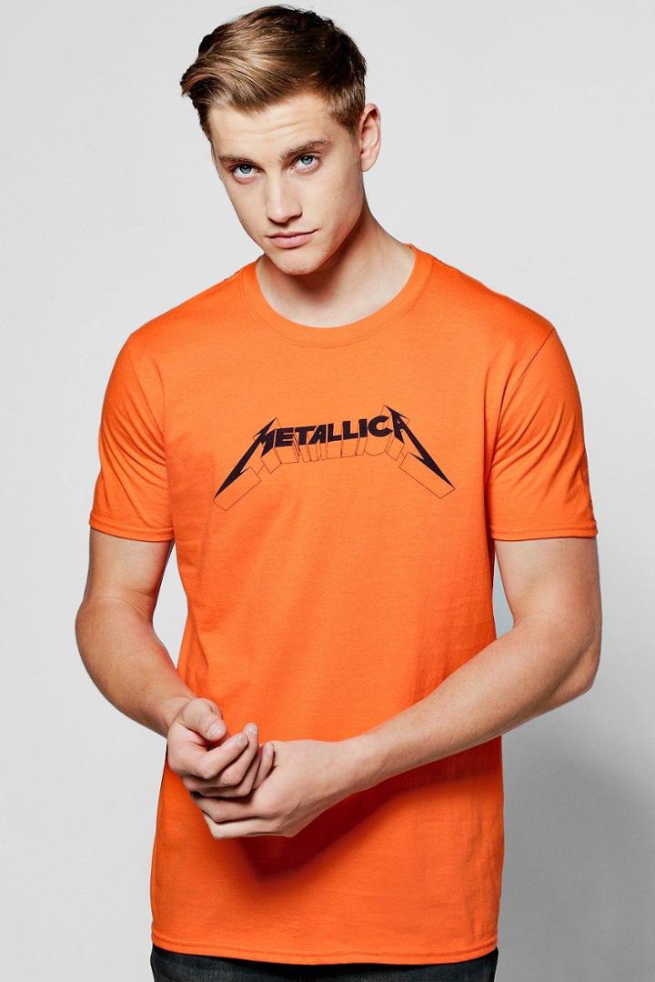 Boohoo Oversized Metallica License Band T Shirt Orange