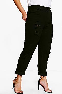 Boohoo Plus Jayne Heavy Rip Mom Jean