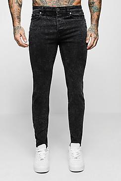 Boohoo Skinny Fit Charcoal Acid Wash Jeans