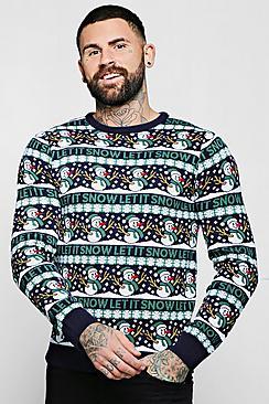 Boohoo Snow Man Fairisle Christmas Jumper