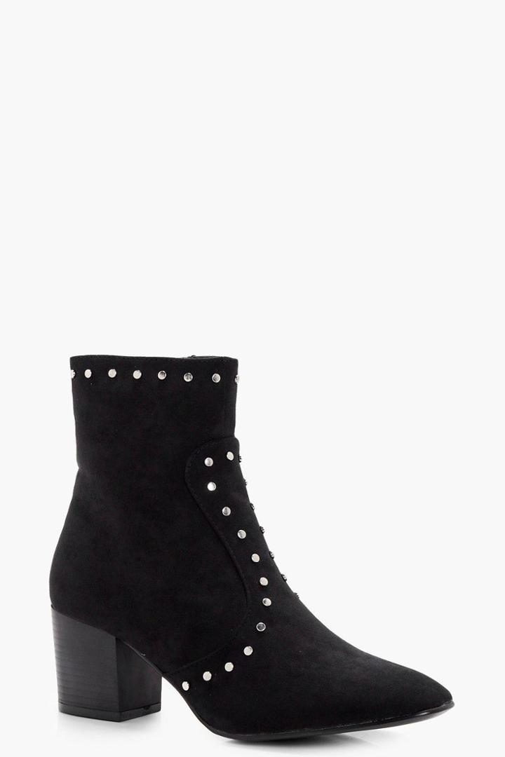 Boohoo Esme Stud Detail Ankle Boot Black
