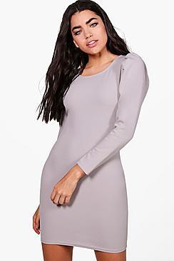 Boohoo Long Puff Sleeve Midi Dress