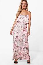 Boohoo Plus Skye Double Layer Floral Maxi Dress
