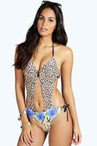 Boohoo Fiji Leopard Print Monokini
