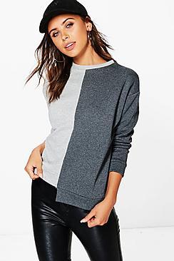 Boohoo Petite Rebecca Splice Front Sweat