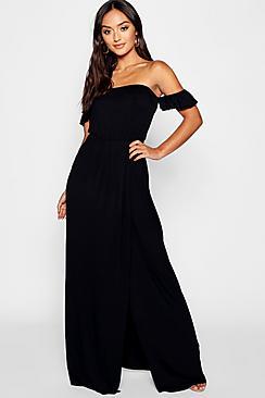 Boohoo Petite Bardot Wrap Maxi Dress