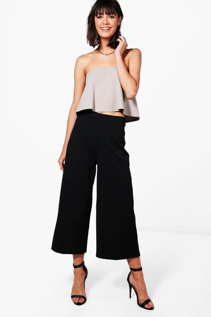 Boohoo Carl Contrast Bandeau & Culotte Co-ord Black