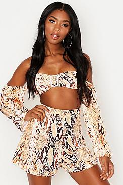 Boohoo Snake Tortoise Shell Buckle Top & Short Co-ord